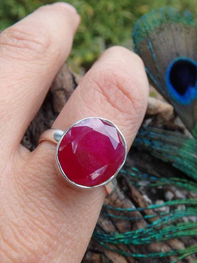Incredible Faceted Ruby Ring In Sterling Silver (Size 9.5) - Earth Family Crystals