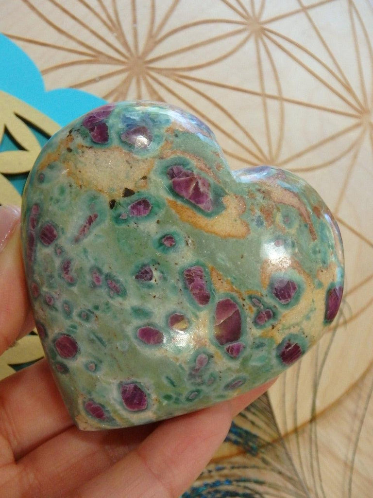 Lush Deep Red Ruby Fuschite Love Heart Carving 1 - Earth Family Crystals