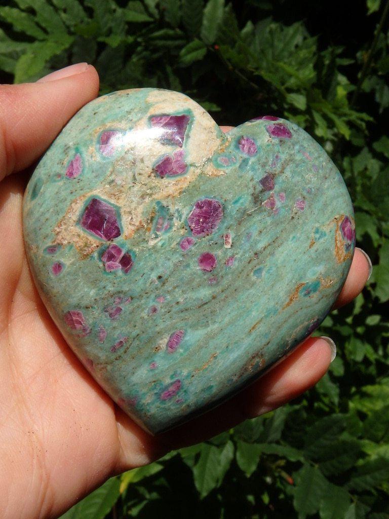 Amazing Ruby Inclusions~ Large Ruby Fuschite Love Heart - Earth Family Crystals