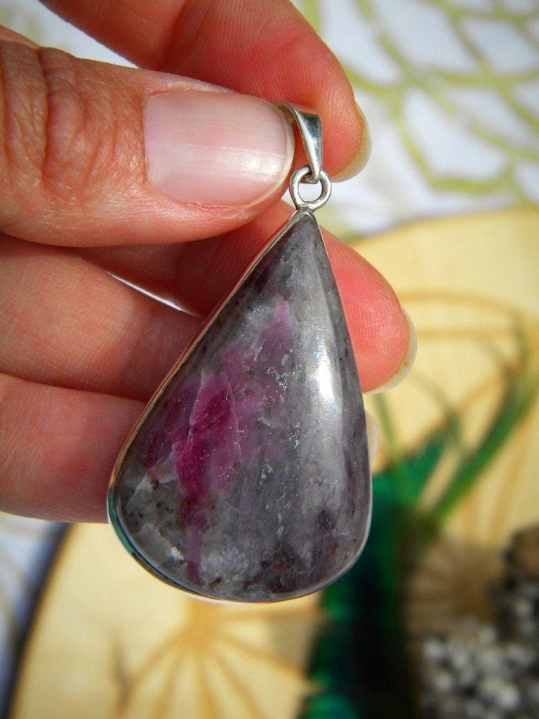 Delightful Ruby Feldspar Pendant In Sterling Silver (Includes Silver Chain) - Earth Family Crystals