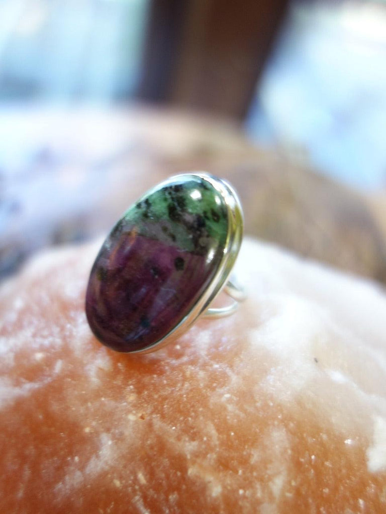 Reserved For Rita L. Fantastic Contrast Chunky Ruby Zoisite Ring In Sterling Silver (Size 8.5) - Earth Family Crystals