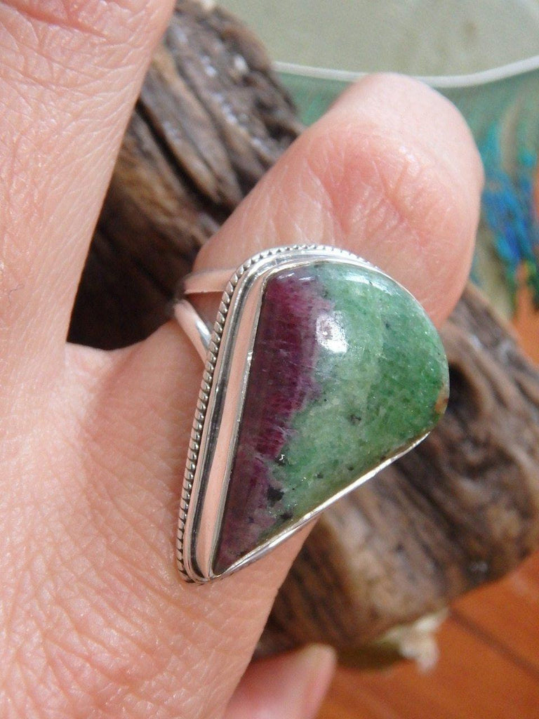 Chunky & Unique Ruby Zoisite  Ring In Sterling Silver (Size 7.5) - Earth Family Crystals
