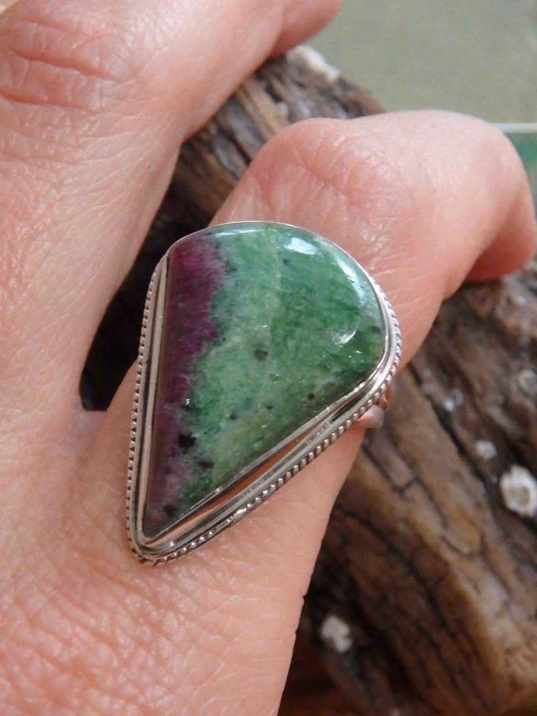 Chunky & Unique Ruby Zoisite  Ring In Sterling Silver (Size 7.5) - Earth Family Crystals