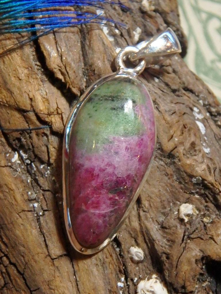 Pretty Ruby Zoisite  Gemstone Pendant In Sterling Silver (Includes Silver Chain) - Earth Family Crystals