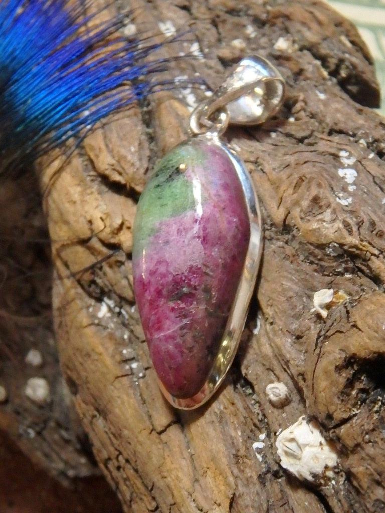 Pretty Ruby Zoisite  Gemstone Pendant In Sterling Silver (Includes Silver Chain) - Earth Family Crystals