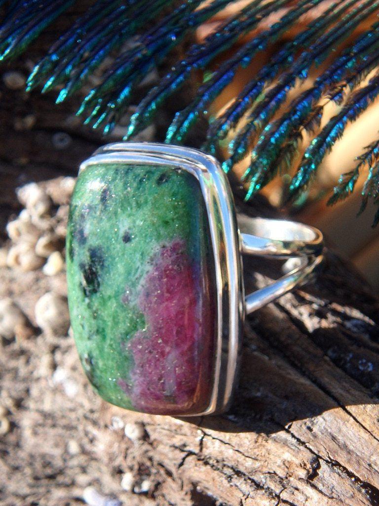 Chunky Ruby Zoisite Gemstone Ring In Sterling Silver (Size 10) - Earth Family Crystals