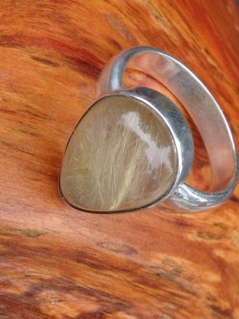 Threads of Golden Rutilated Quartz Ring in Sterling Silver (Size 6.5) - Earth Family Crystals