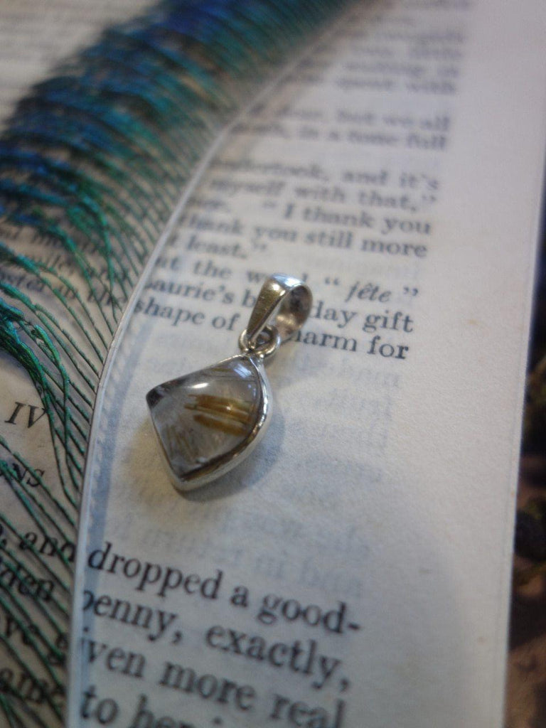 Dainty Golden Rutilated Quartz  Pendant In Sterling Silver (Includes Silver Chain) - Earth Family Crystals