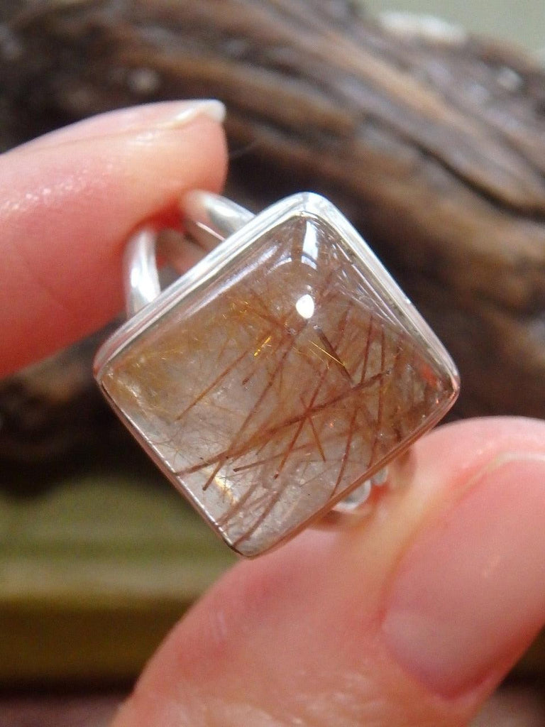 Pretty Cooper Coloured Threads Rutilated Quartz  Ring In Sterling Silver (Size 8.5) - Earth Family Crystals