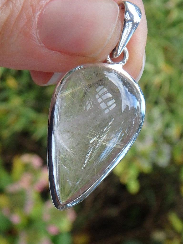 Golden Threads Rutilated Quartz  Gemstone Pendant In Sterling Silver (Includes Silver Chain) - Earth Family Crystals
