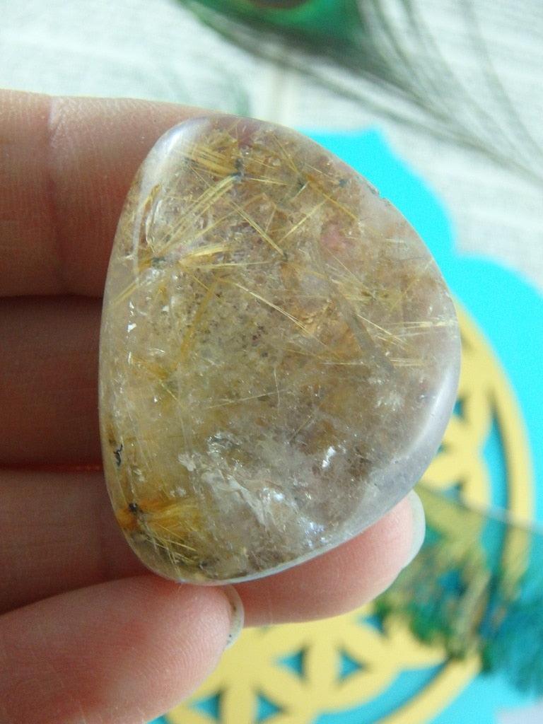 Golden Rutile Flower Inclusions~ Partially Polished Shamanic Dream Quartz Seer Stone - Earth Family Crystals