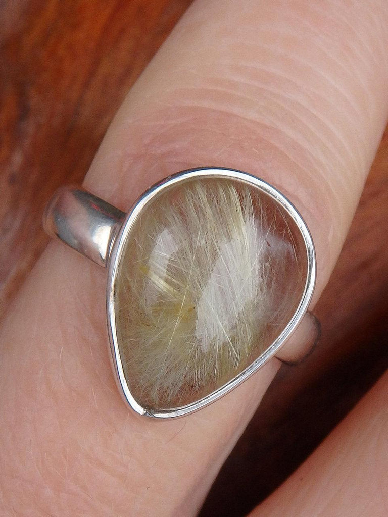 Threads of Golden Rutilated Quartz Ring in Sterling Silver (Size 6.5) - Earth Family Crystals