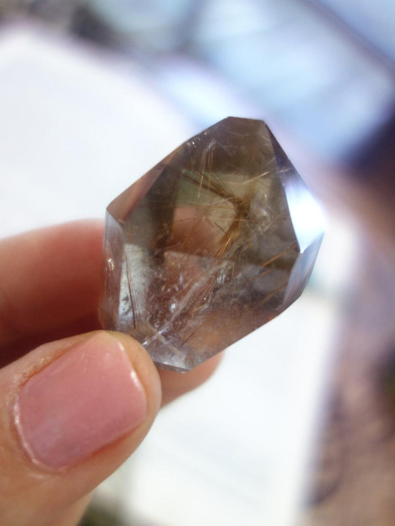 Stunning Rutilated Smoky Quartz Polished Free Form Specimen - Earth Family Crystals