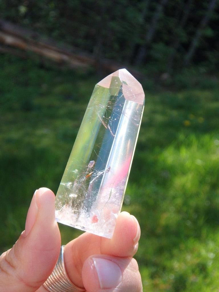 Precious Rutile Threads Clear Quartz Polished Tower - Earth Family Crystals