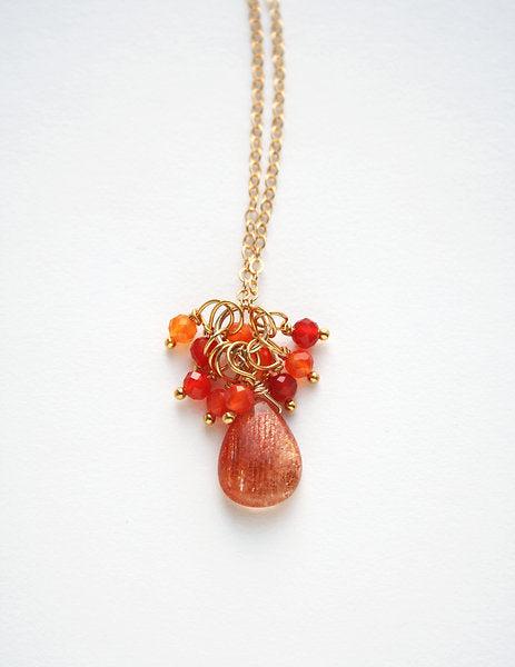 *PRE-ORDER* Sunstone & Carnelian Handmade 14K Gold Fill Necklace on 17" Chain - Earth Family Crystals