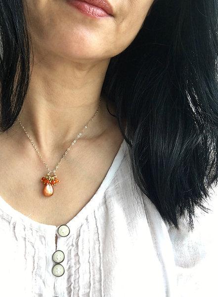 *PRE-ORDER* Sunstone & Carnelian Handmade 14K Gold Fill Necklace on 17" Chain - Earth Family Crystals