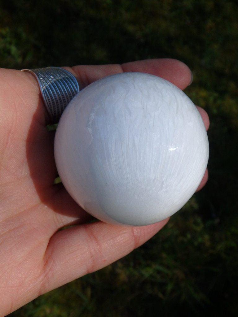 Beauitful Creamy White Scolecite Gemstone Sphere Carving - Earth Family Crystals