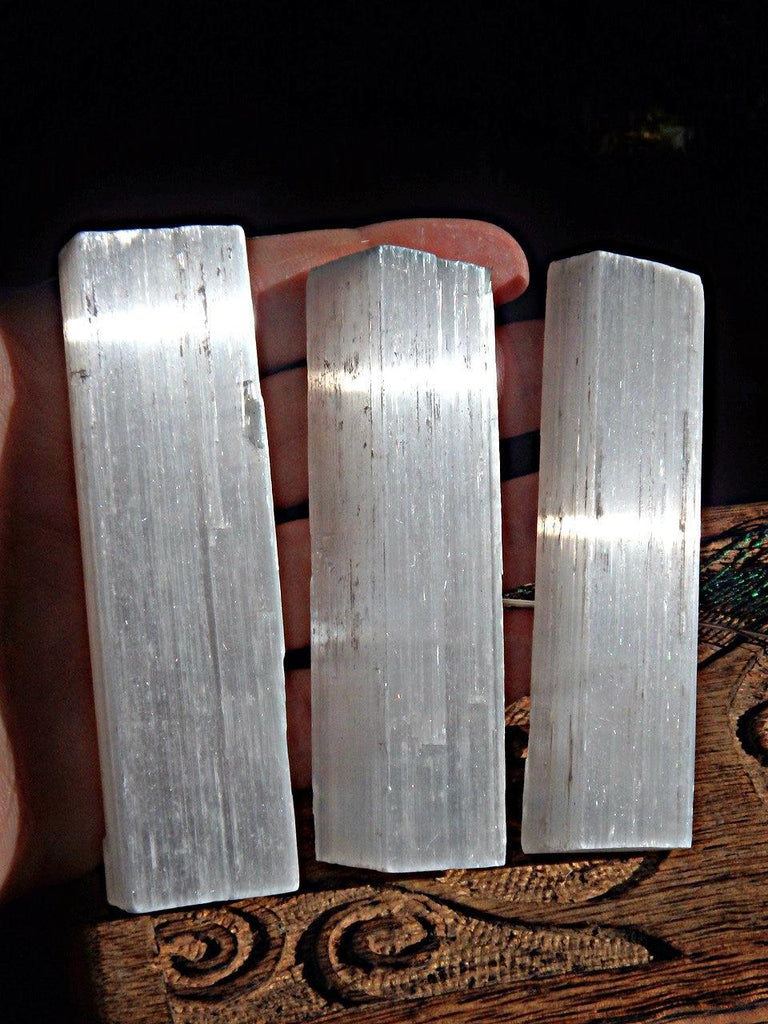 Extreme White Sheen  Selenite Natural Wand (1) - Earth Family Crystals