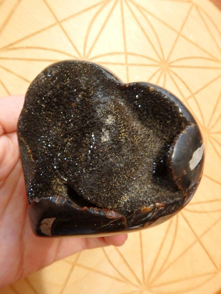 Septarian Druzy Geode Puffy Heart Carving - Earth Family Crystals