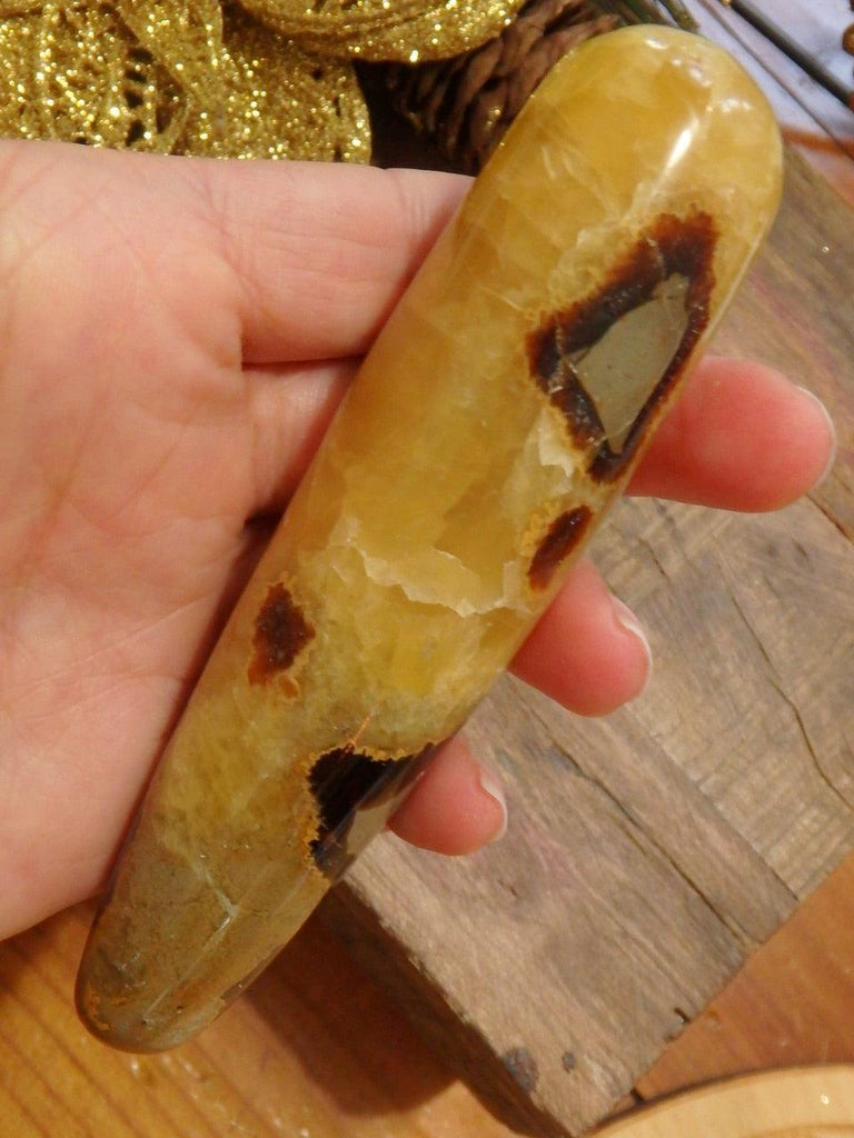 Soothing Golden Septarian Wand Carving~Ideal for Massage! - Earth Family Crystals