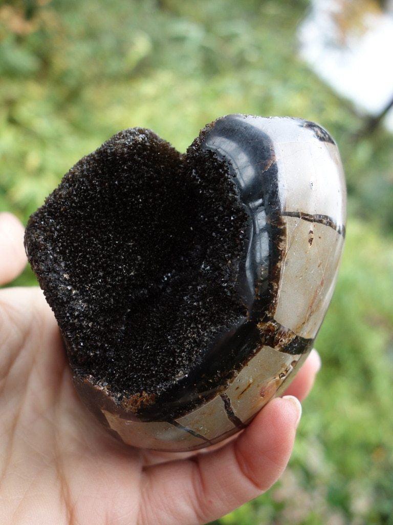 Cool Brown Druzy Filled Large  Septarian Dragon Egg Carving From Madagascar - Earth Family Crystals