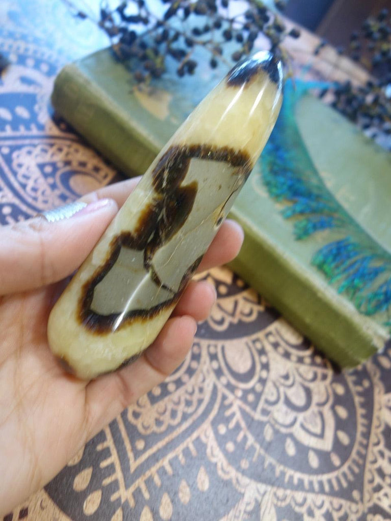 Wonderful Golden Septarian Wand Carving - Earth Family Crystals