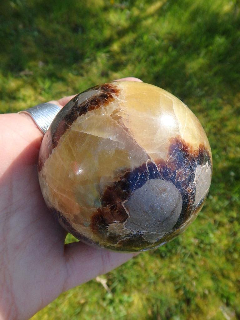XL Superb Septarian Gemstone Sphere With Caves - Earth Family Crystals
