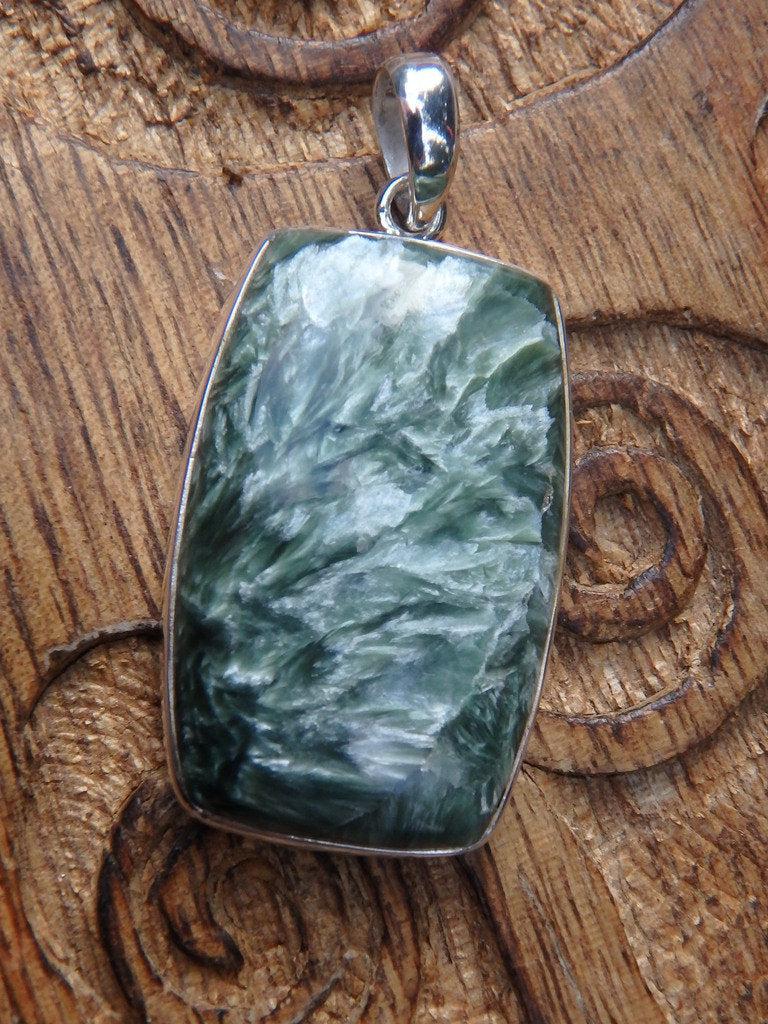 Incredible Silver Angel Wings Seraphinite Pendant In Sterling Silver (Includes Silver Chain) - Earth Family Crystals