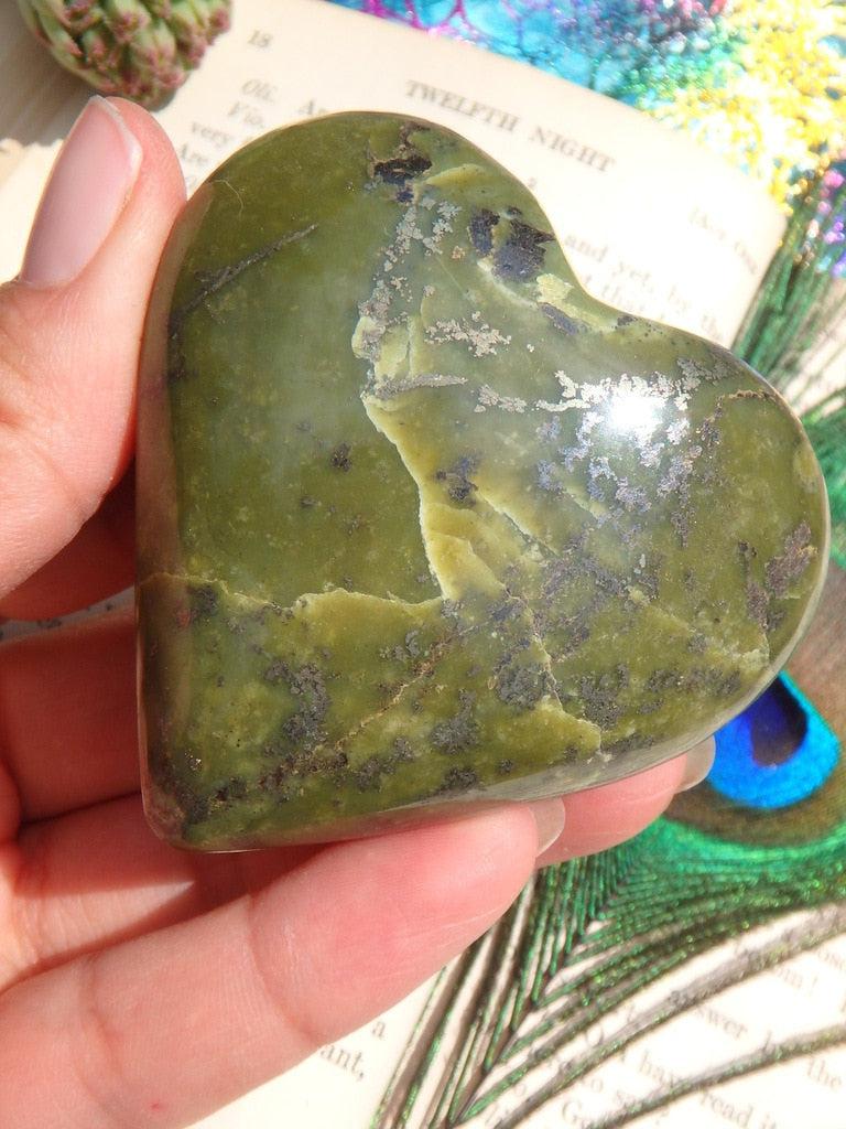 Forest Green Serpentine Gemstone Heart - Earth Family Crystals