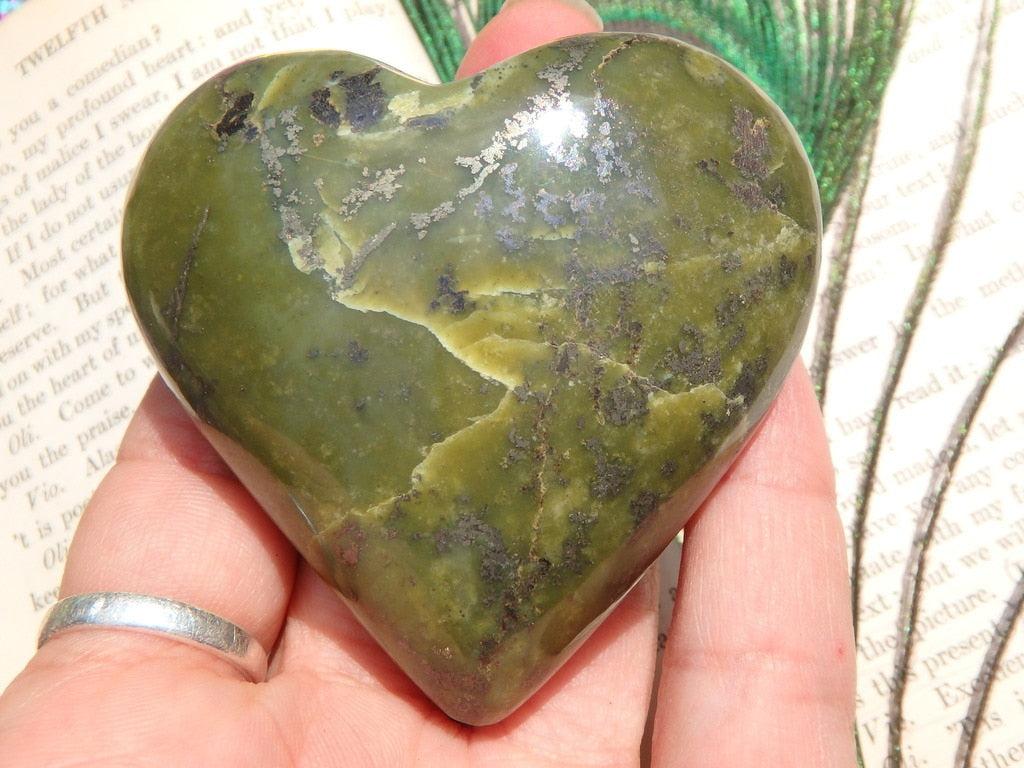 Forest Green Serpentine Gemstone Heart - Earth Family Crystals