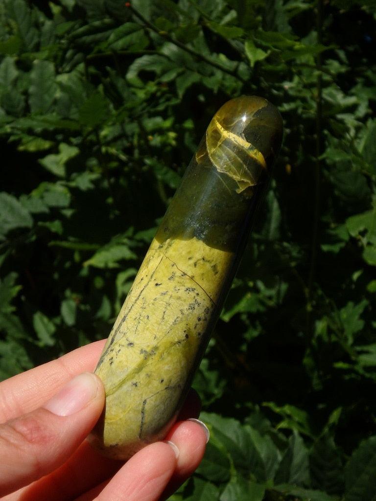 Great Contrast Lime & Forest Green Serpentine Wand - Earth Family Crystals