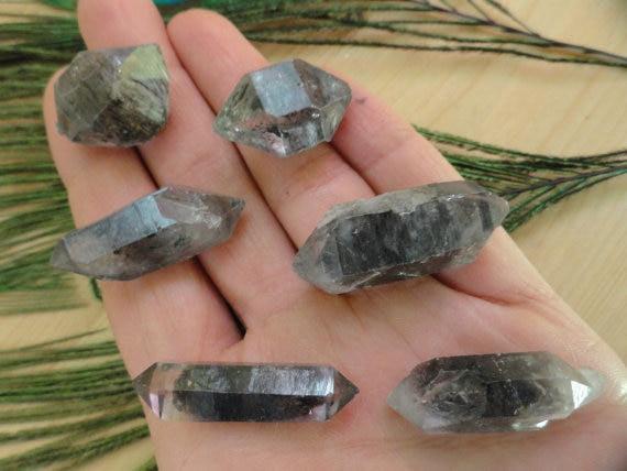 Set of 6 Double Terminated TIBETAN QUARTZ POINTS (Ideal for Wire Wrapping)) - Earth Family Crystals