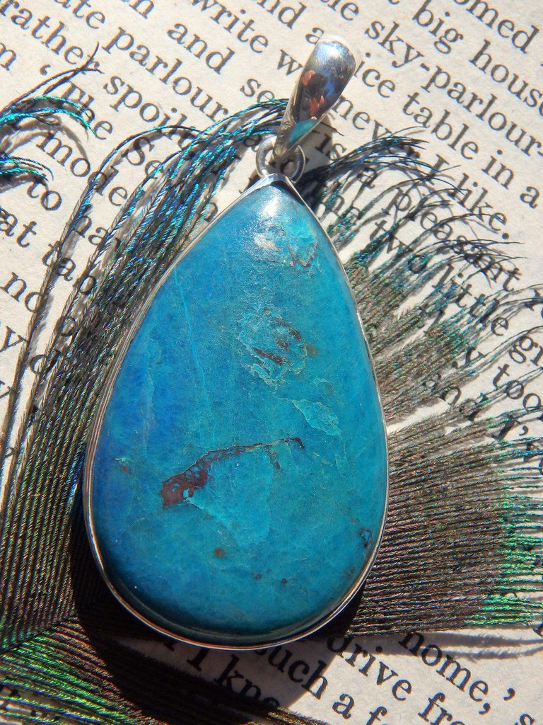 Robin Egg Blue Calming Shattuckite  Pendant in Sterling Silver (Includes Silver Chain) - Earth Family Crystals