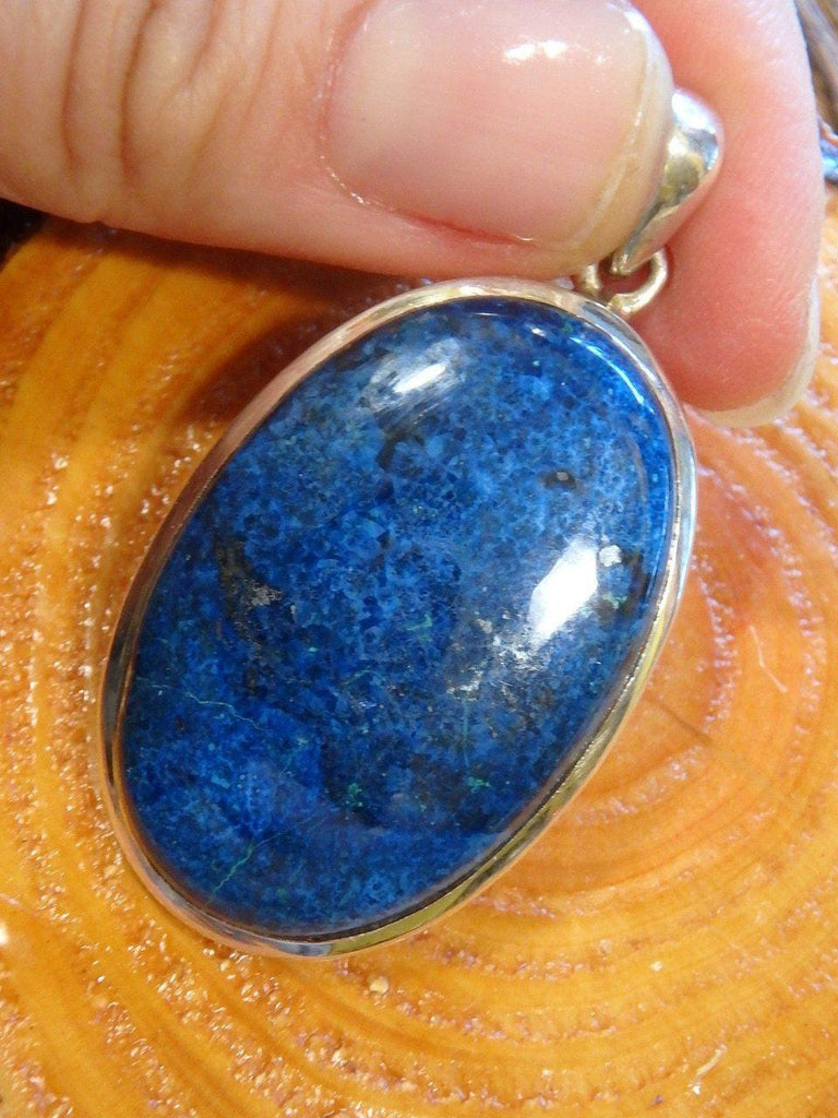 Chunky Deep Blue Shattuckite Pendant In Sterling Silver (Includes Silver Chain) - Earth Family Crystals