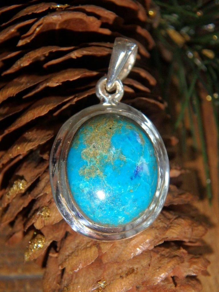 Vibrant Blue Dreamy Shattuckite Gemstone Pendant in Sterling Silver (Includes Silver Chain) - Earth Family Crystals