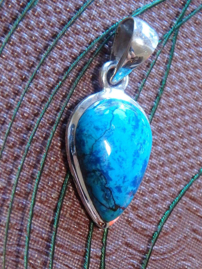 Robin Egg Vibrant Blue Shattuckite Pendant In Sterling Silver (Includes Silver Chain) - Earth Family Crystals