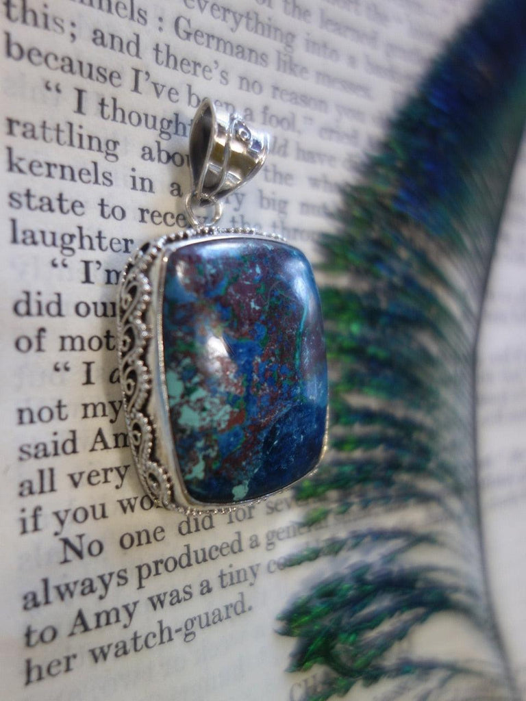 Lovely Bold & Chunky Shattuckite Gemstone Pendant In Sterling Silver (Includes Silver Chain) - Earth Family Crystals