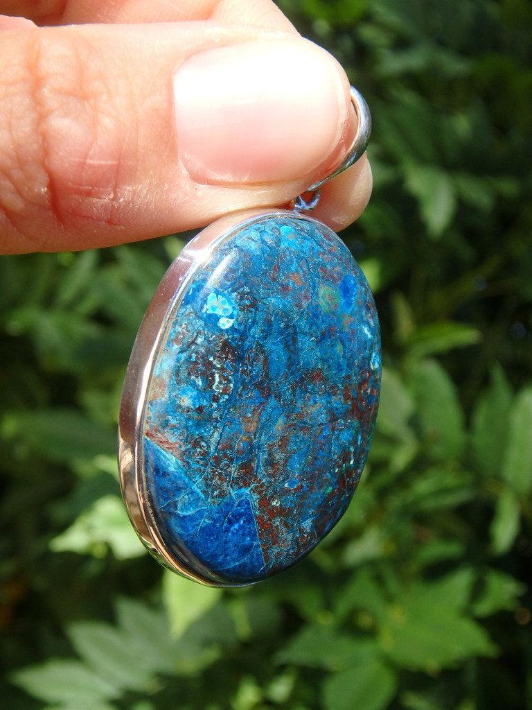 Superb Depth Chunky Blue Shattuckite Pendant In Sterling Silver (Includes Silver Chain) - Earth Family Crystals