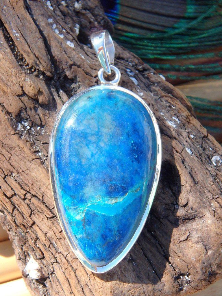 Amazing Ocean Blue Shattuckite Gemstone Pendant In Sterling Silver (Includes Silver Chain) - Earth Family Crystals