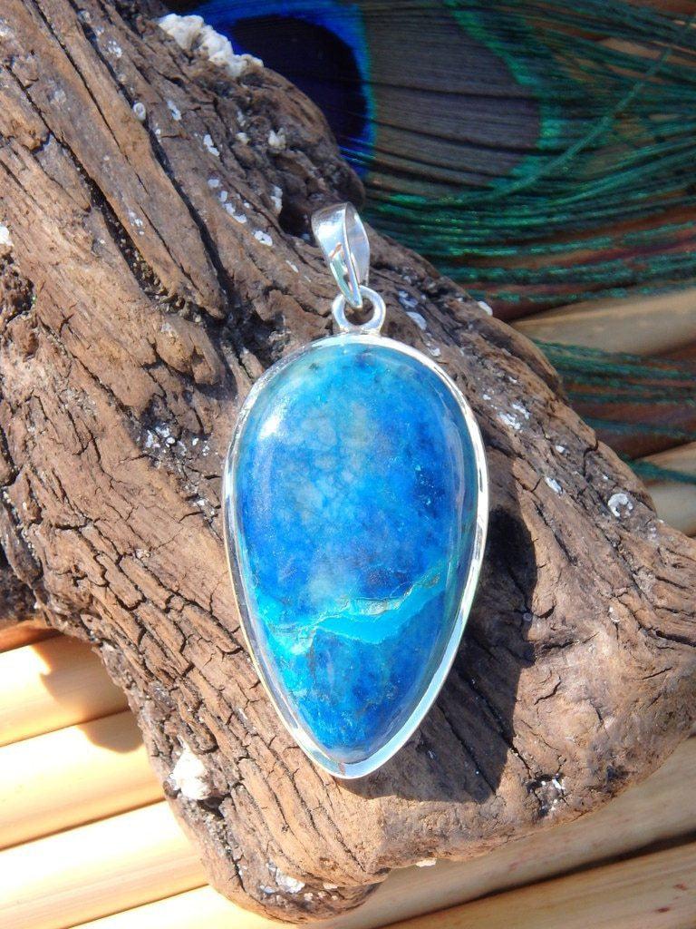 Amazing Ocean Blue Shattuckite Gemstone Pendant In Sterling Silver (Includes Silver Chain) - Earth Family Crystals