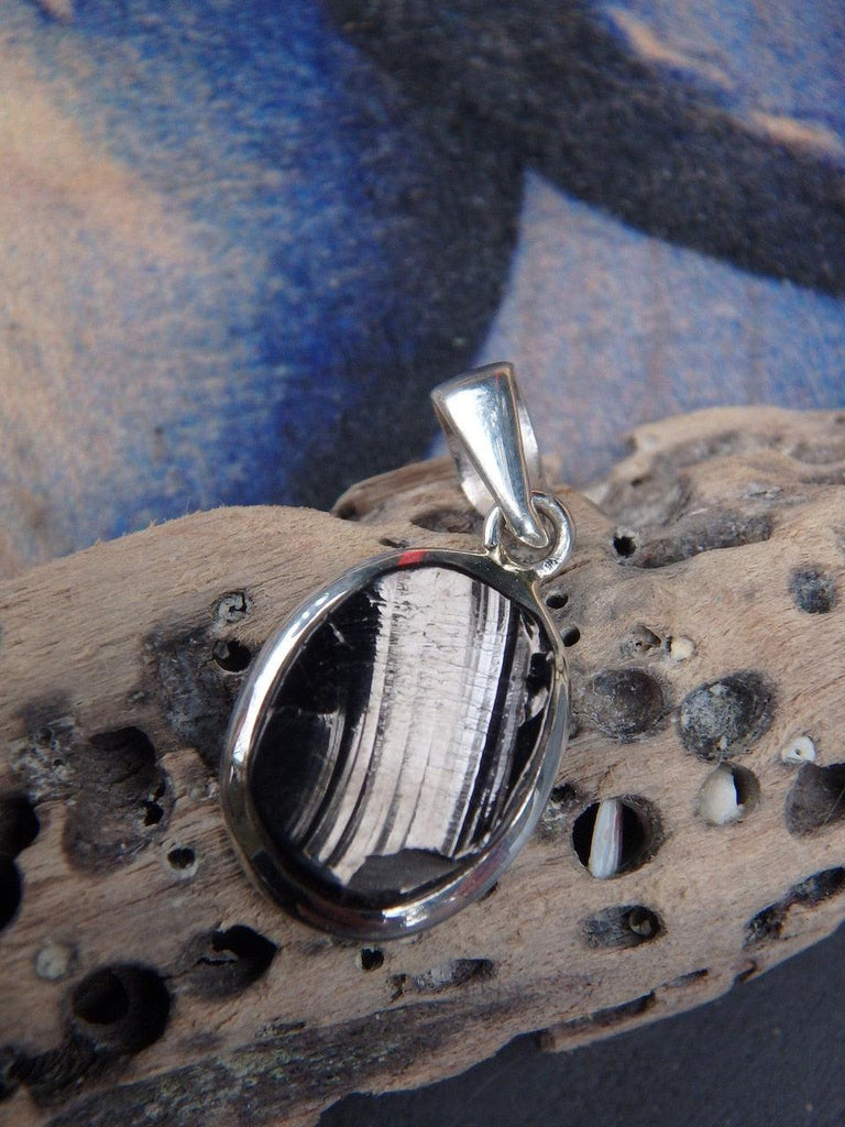 Natural Dainty Noble Shungite Pendant In Sterling Silver  (Includes Silver Chain)  REDUCED - Earth Family Crystals