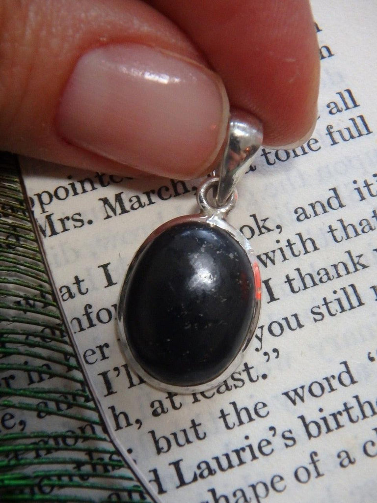 Perfect EMF Protection Polished Shungite Dainty Pendant In Sterling Silver (Includes Silver Chain) - Earth Family Crystals