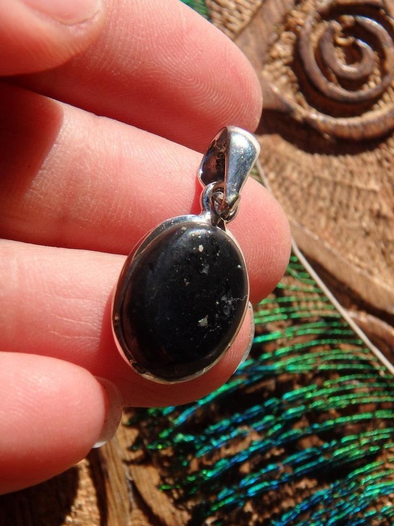 EMF Protection~Dark & Dainty Shungite Pendant In Sterling Silver (Includes Silver Chain) - Earth Family Crystals