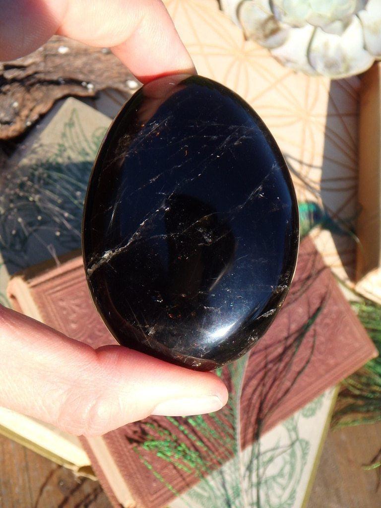 Dark Brown Smoky Quartz Palm Stone 2 - Earth Family Crystals