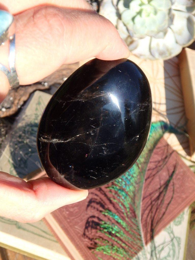 Dark Brown Smoky Quartz Palm Stone 2 - Earth Family Crystals