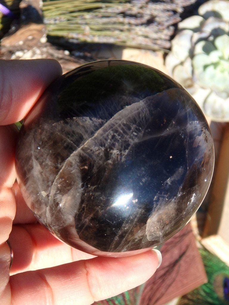 Dark Chocolate Brown Smoky Quartz Sphere - Earth Family Crystals