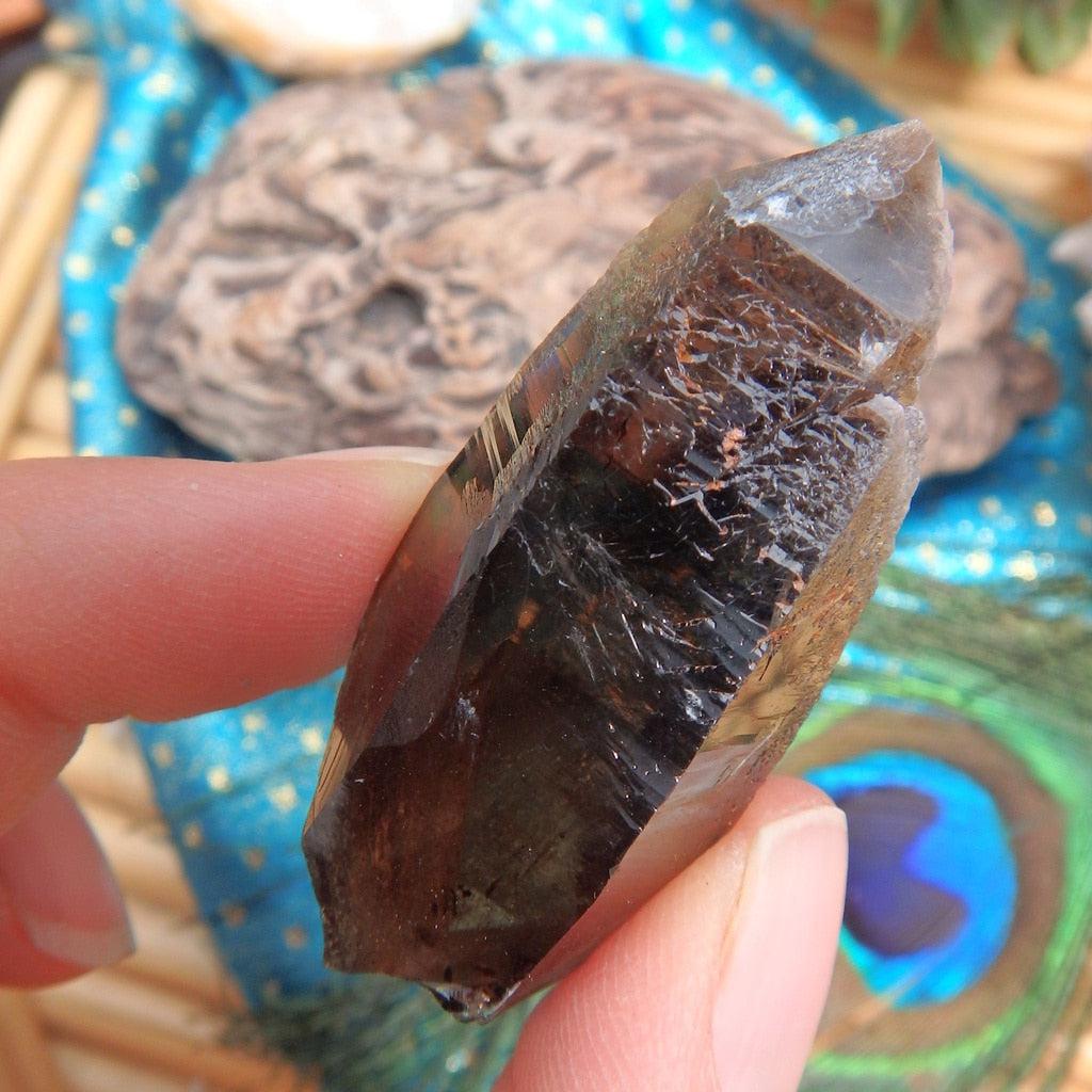 RESERVED For Silvana. R. Dark Malawi Smoky Quartz Point With Rutile - Earth Family Crystals