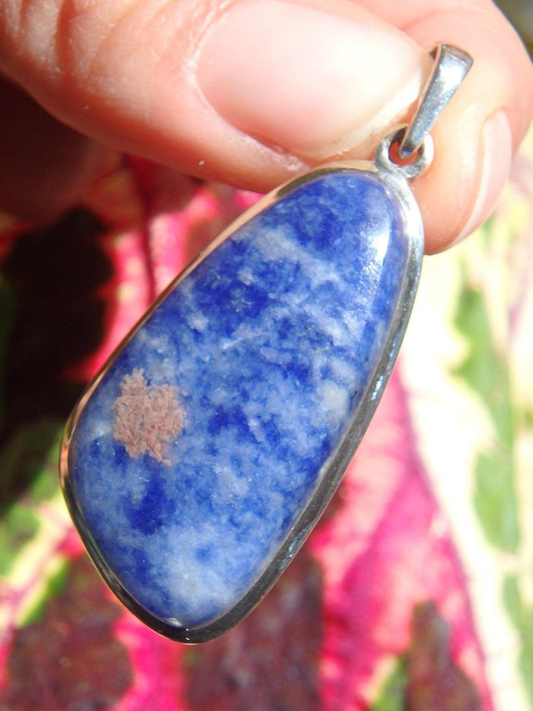 Sodalite Dreamy Summer Clouds Pendant in Sterling Silver ( Includes Silver Chain) - Earth Family Crystals