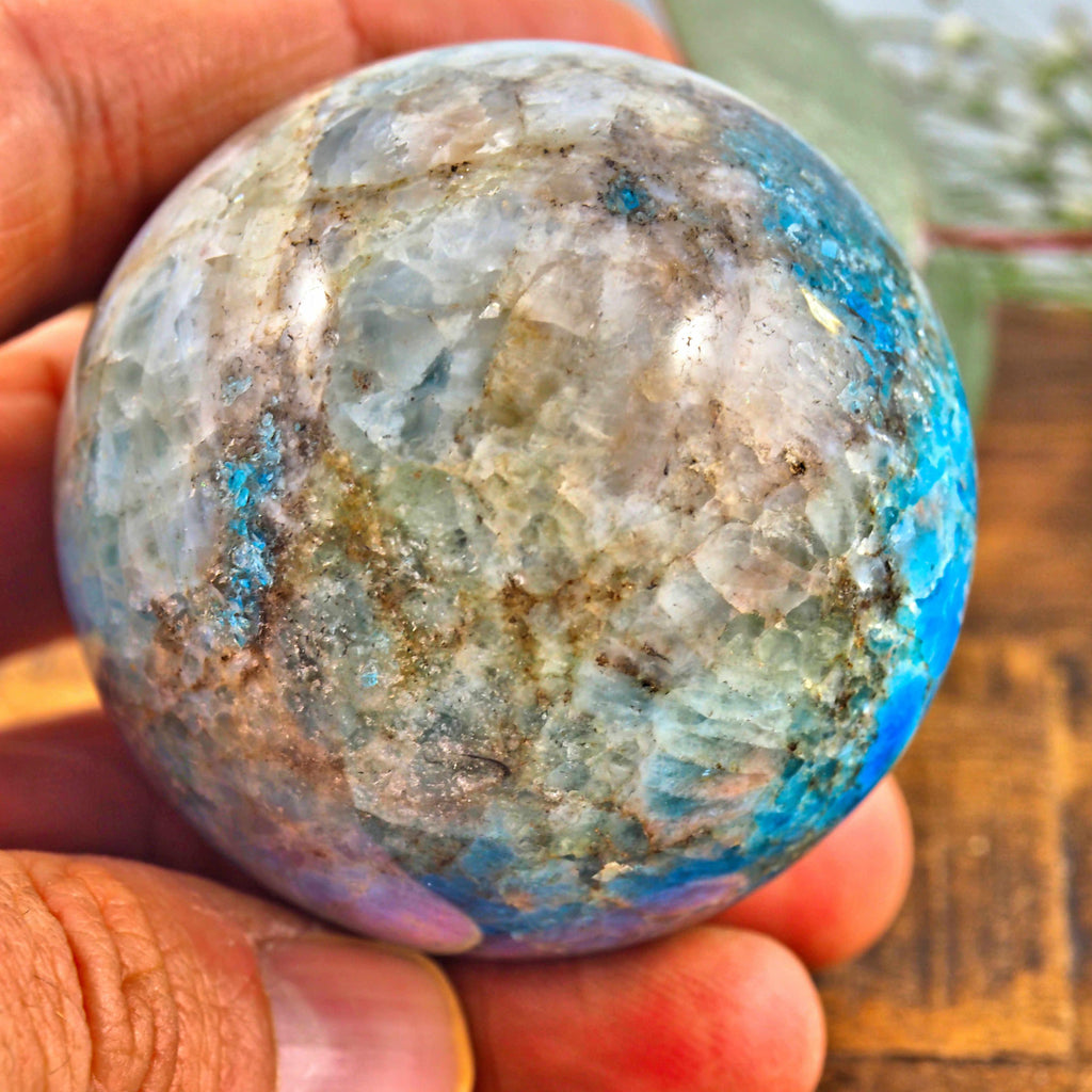 Lovely Blue Apatite Sphere Carving From Madagascar #1 - Earth Family Crystals