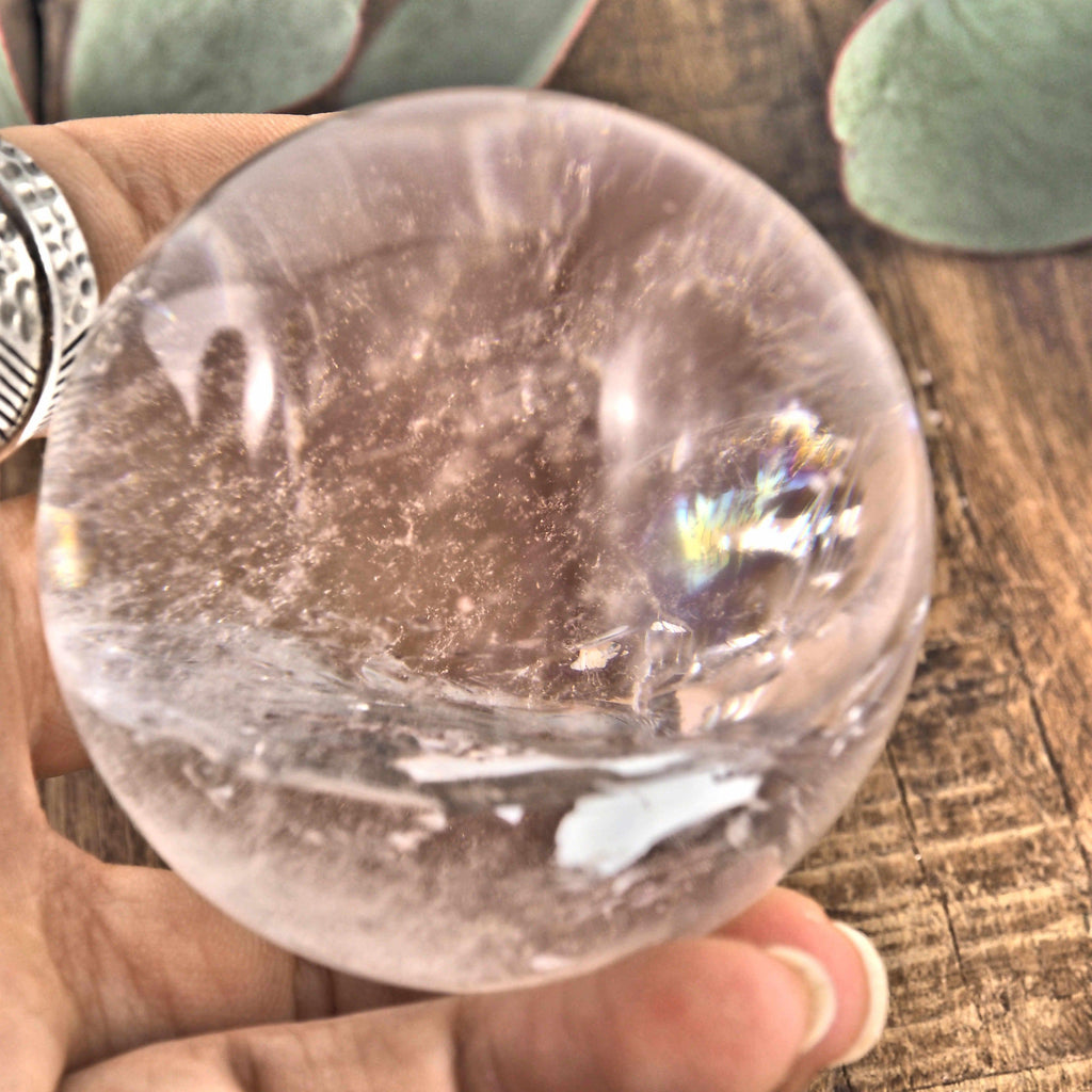 Mesmerizing Rainbow Filled Large Clear Quartz Sphere From Brazil #2 - Earth Family Crystals